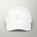 PredictBase Classic Dad Cap | White Embroidered PrediBot Edition